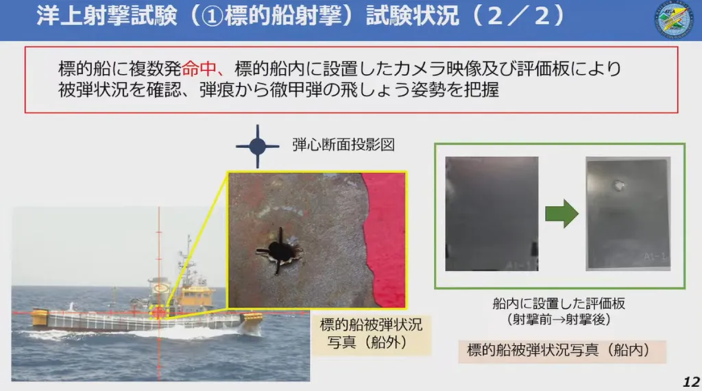 Наслідок влучання снаряду з рейкотрона по мішені на буксирі