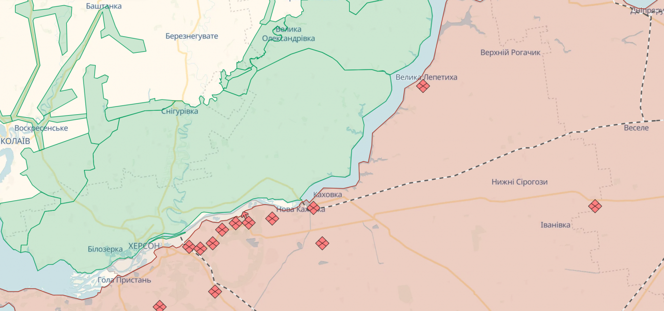 мапа Україна Сили оборони лівий берег Херсонщина
