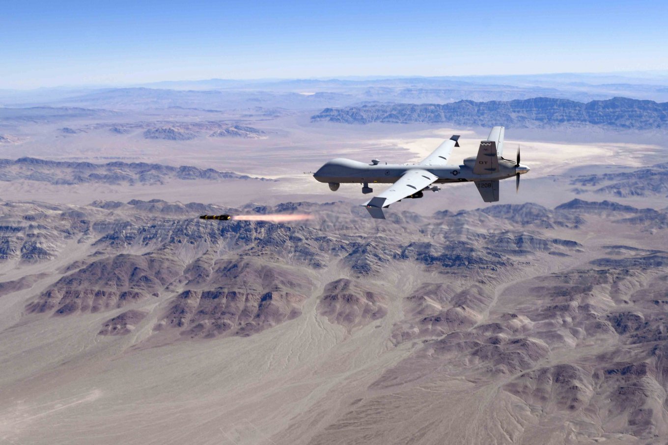 MQ-9 Reaper запускає ракету Hellfire, фото ілюстративне, джерело — U.S. Air Force