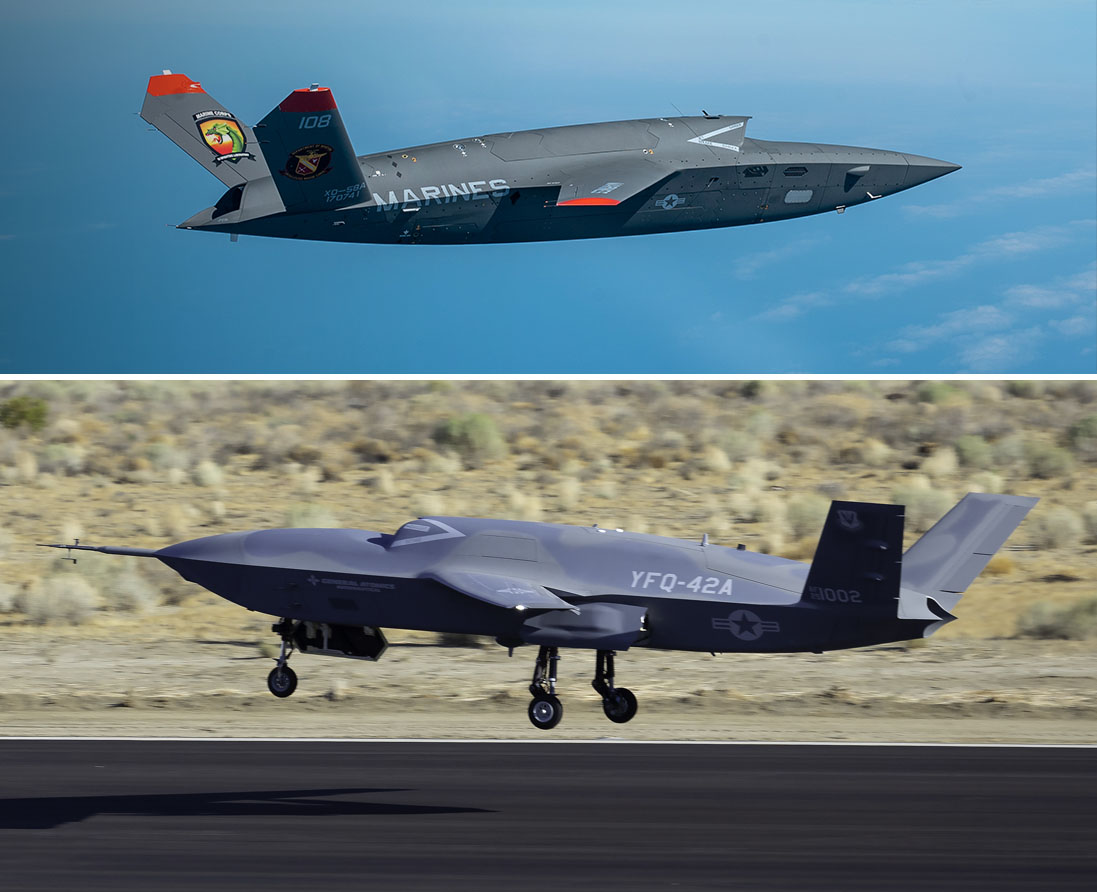 XQ-58 Valkyrie від Kratos та YFQ-42A від General Atomics.