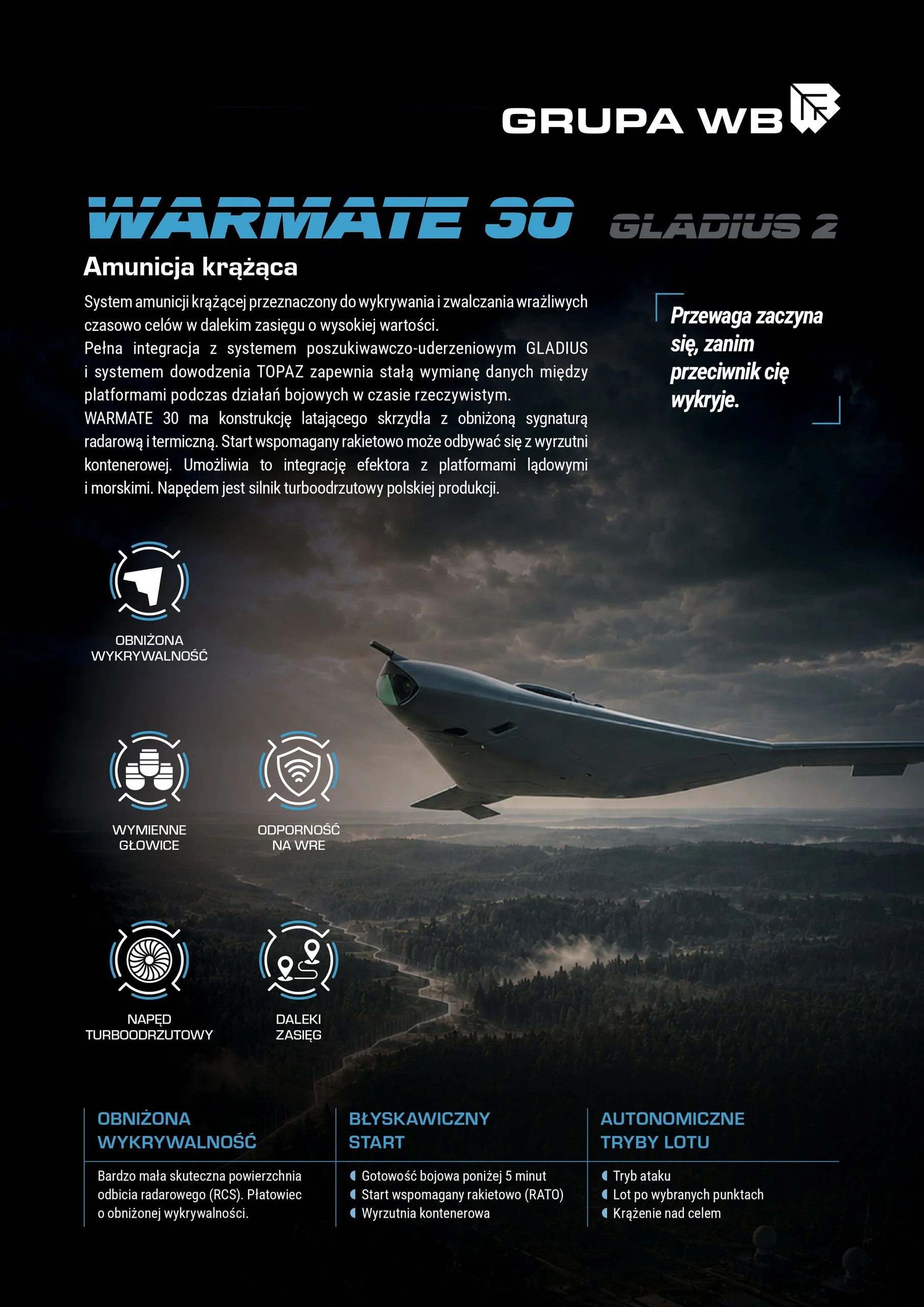 Польська WB Group показала ударний реактивний стелс-дрон Warmate 30, попередники якого використовуються Україною
