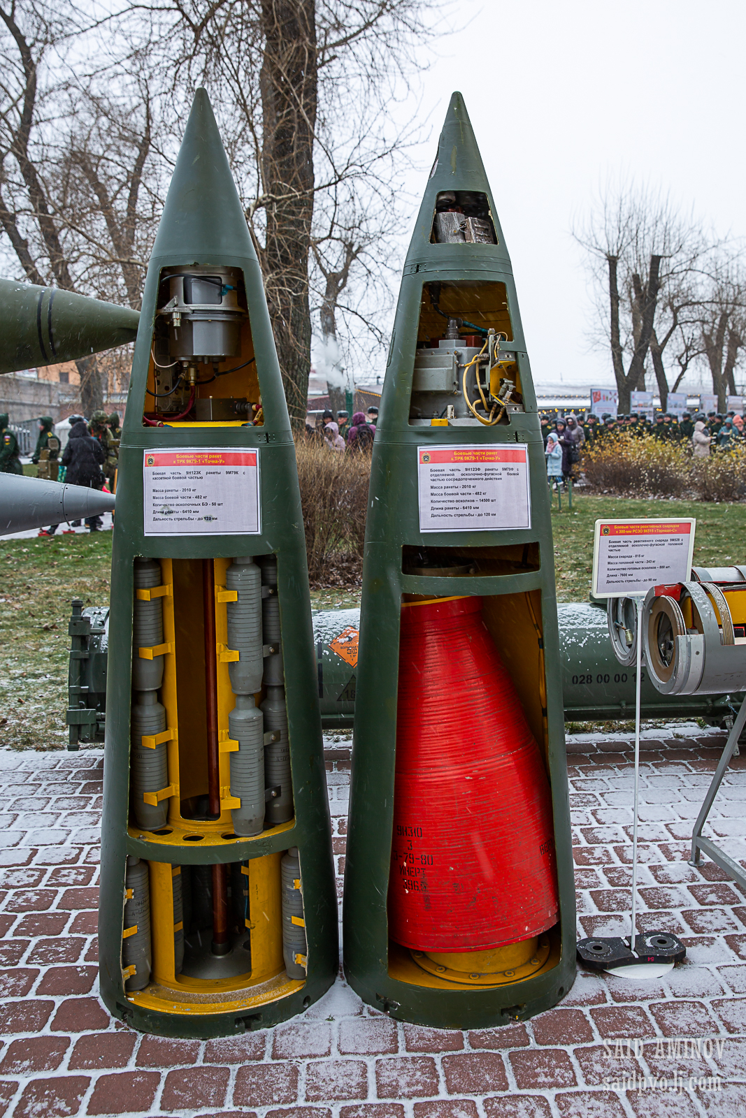 Касетна головна частина 9Н123К та уламково-фугасна 9Н123Ф в розрізі