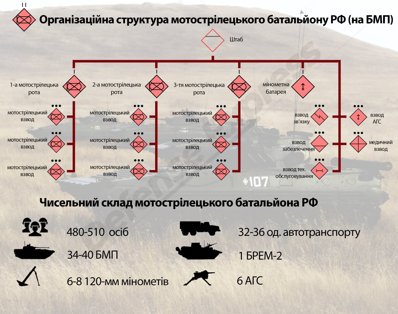 Організаційна структура мотострілецького батальйону РФ (на БМП)