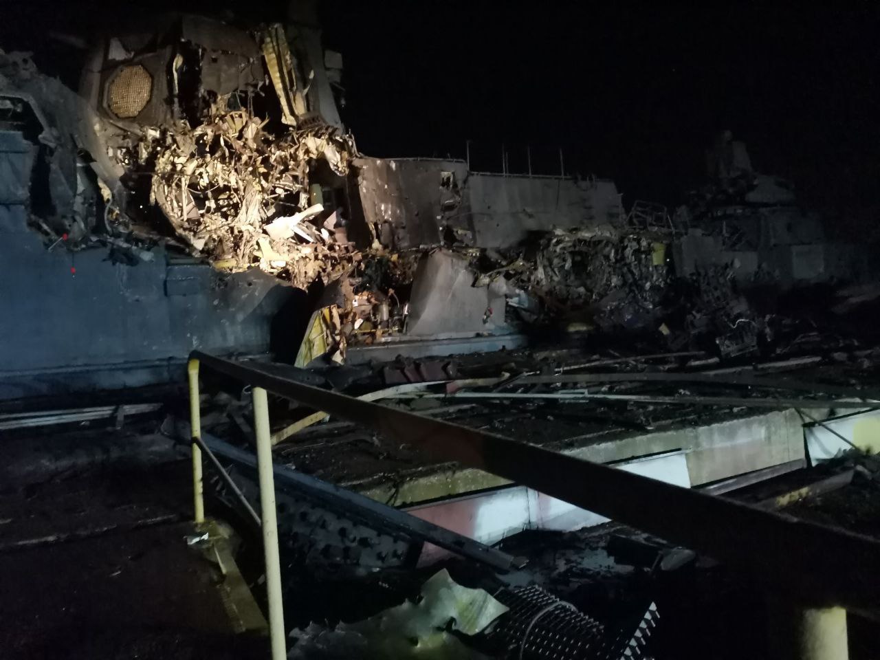 Результати влучання по рашистському корвету "Аскольд" за підсумками атаки на завод "Залив" у тимчасово окупованій Керчі, оприлюднено 6 листопада 2023 року