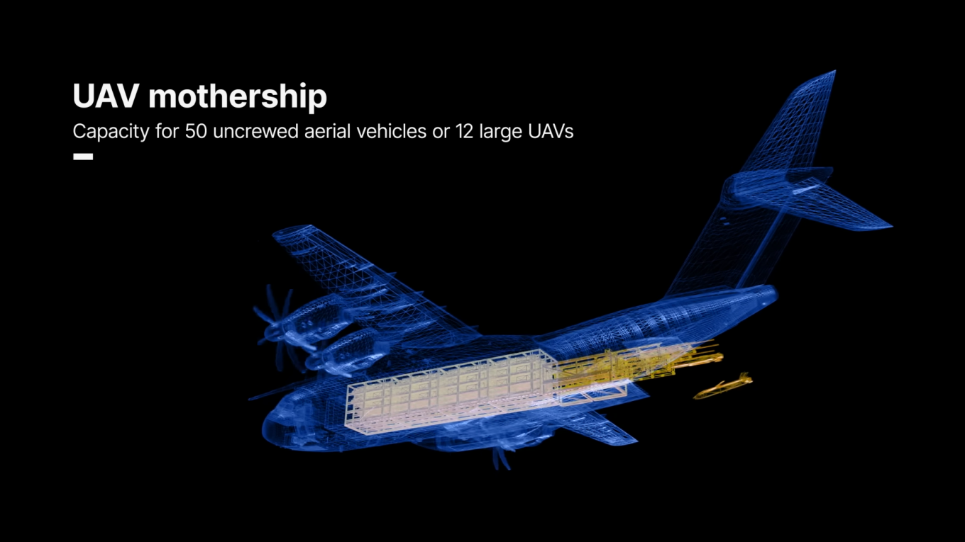 Модульна система для запуску безпілотників з борту літака A400M. Фото - кадр з відео