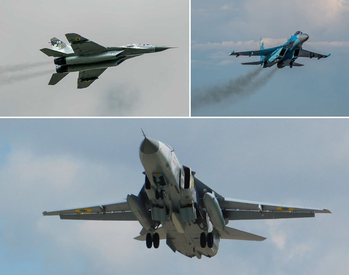 Бойові літаки (МіГ-29, Су-27 та Су-24) для яких ремонтують двигуни на ЛРЗ Мотор