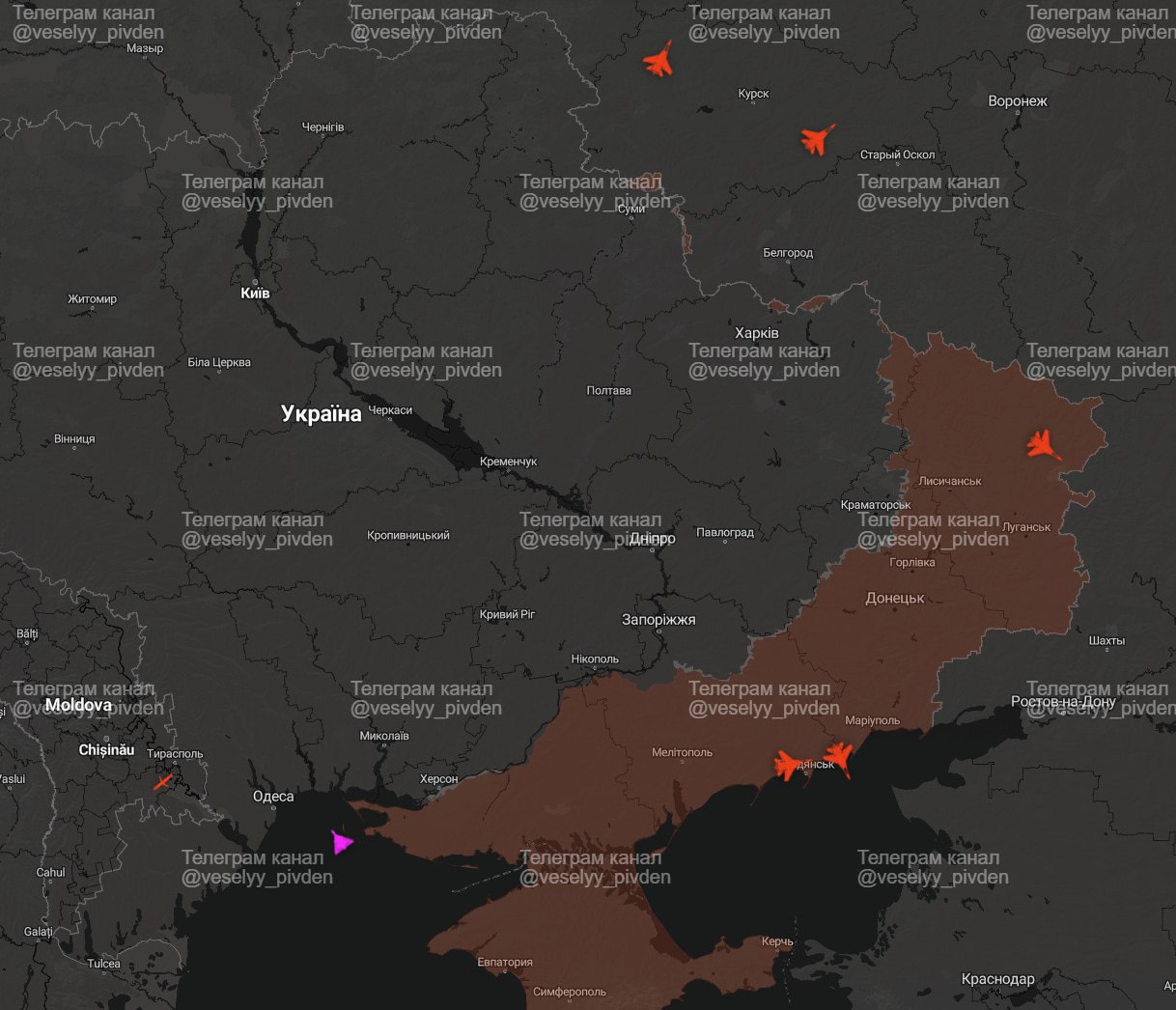 Повітряна обстановка 17 серпня станом на 17:41, можна помітити відмітку S8000 