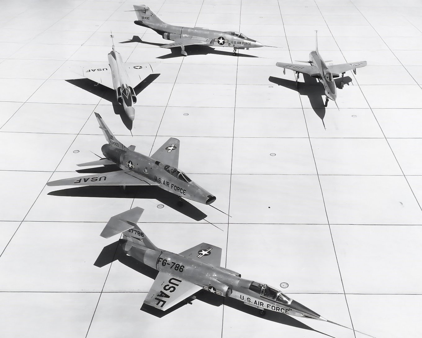 F-100, F-101, F-104, F-105, F-106