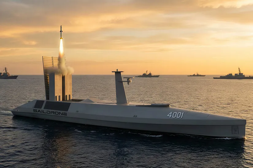 Рендер Spectre Stealth Strike із двома контейнерними пусковими установками Mk 70. Фото - Saildrone