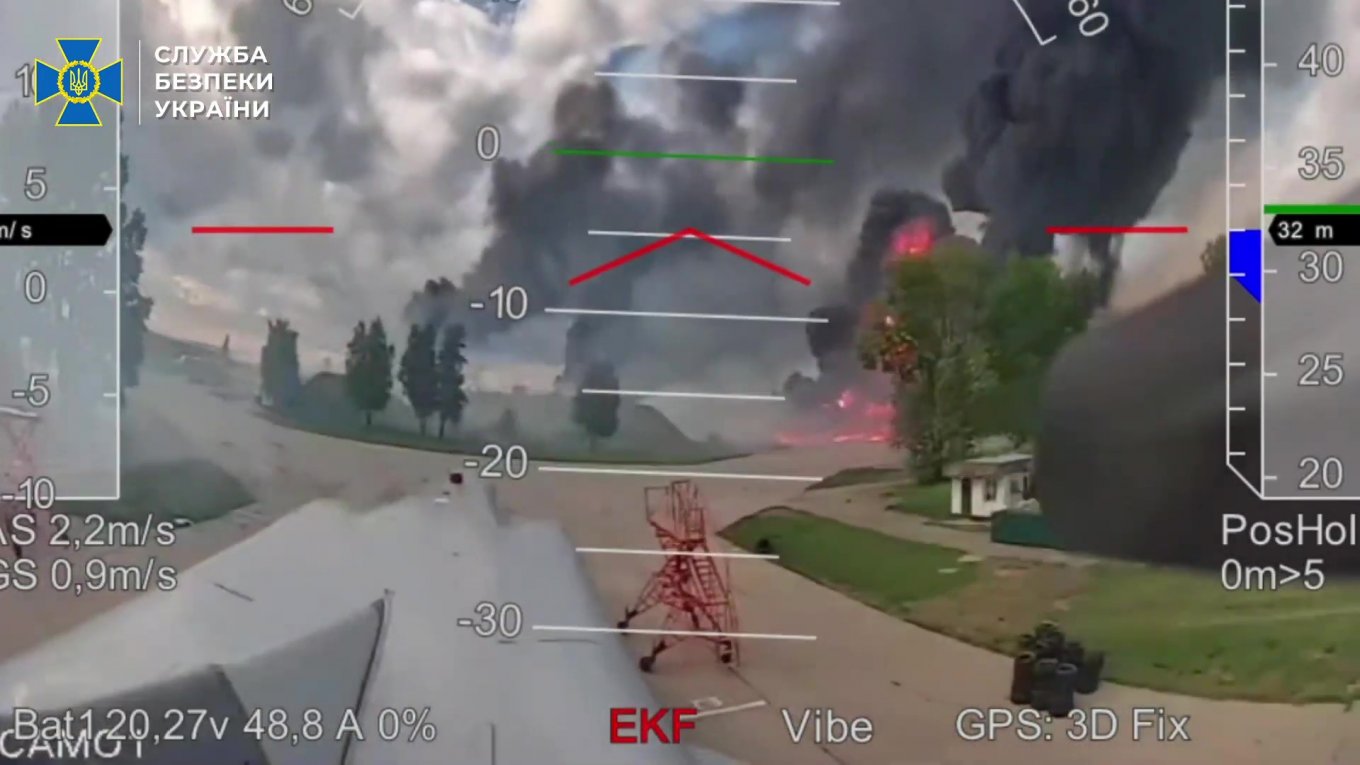 Атака FPV-дронами СБУ авіабази ВКС РФ