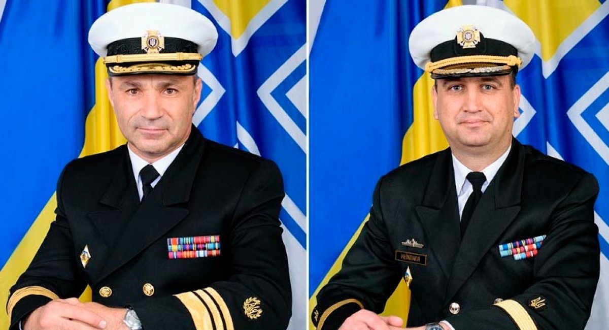 Колишній командувач ВМСУ адмірал Ігор Воронченко та його наступник - контрадмірал Олексій Неїжпапа