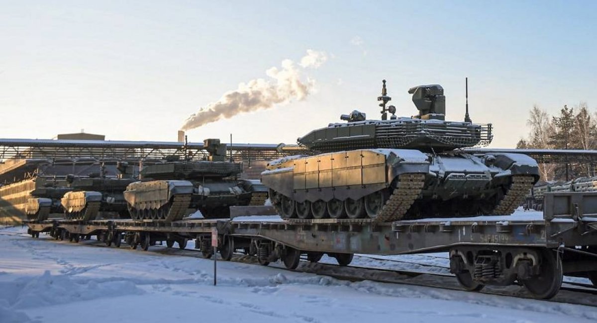 Ешелон нових Т-90М "Прорыв" для російських окупантів, січень 2023 року, фото з відкритих джерел