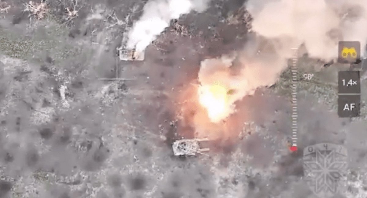 Знищена російська бронетехніка, стоп-кадр з відео