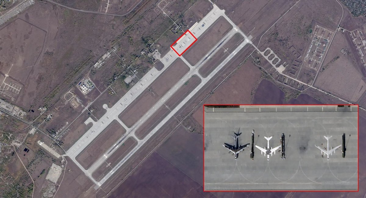 Російські Ту-95МС та хибні цілі на аеродромі "Енгельс", 29 вересня 2023 року, зображення – Planet Labs, наводить портал The Drive