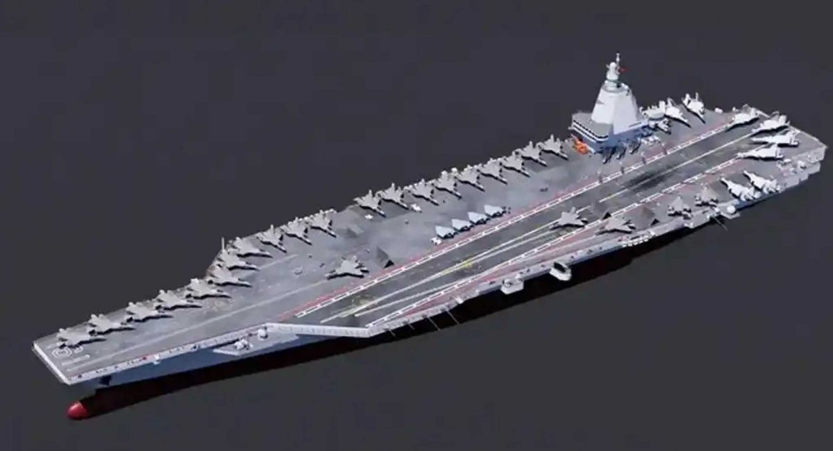 Можливий вигляд майбутнього атомного авіаносця проекту Type 004 для ВМС НВАК, зображення з відкритих джерел