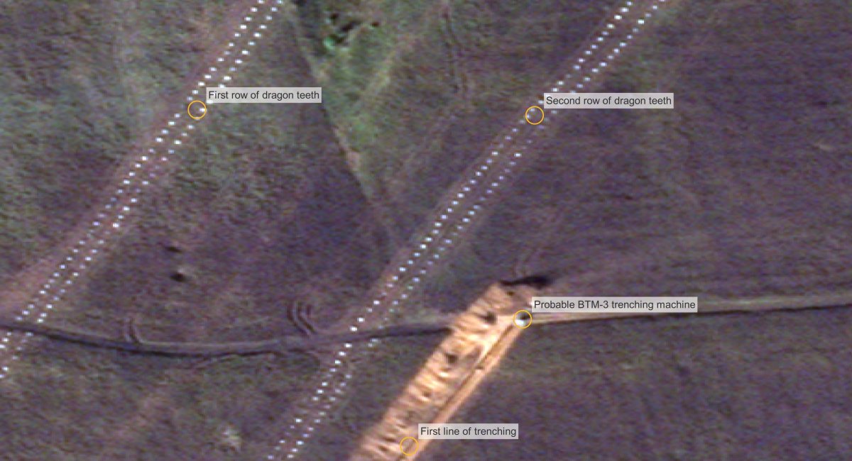 Супутниковий знімок підготовки рубежу оборони РФ у Гірському (@Benjamin Pittet)