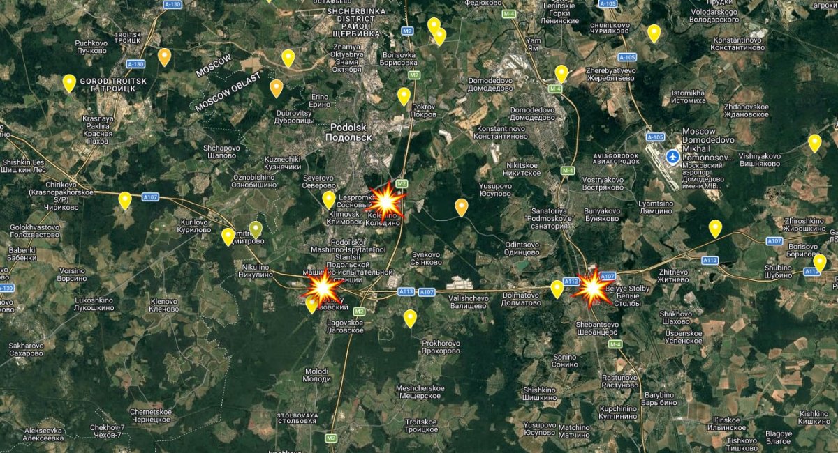 Українські дрони рознесли склади на околиці Москви "під носом" у десятків "Панцирів" та трьох С-400