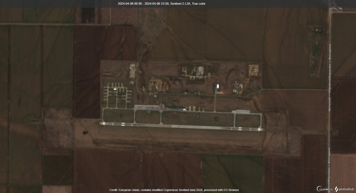 Авіабаза "Морозовск​", 6 квітня 2024 року, знімок Sentinel
