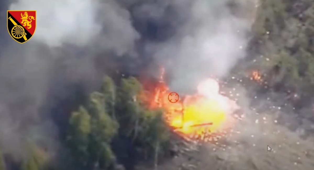 Знищена ворожа САУ "Мста-С", скріншот з відео 45-ї ОАБр
