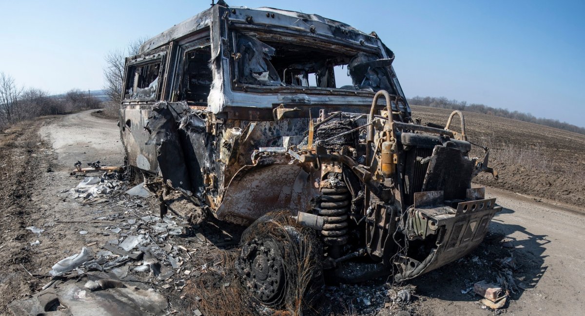 Спалений "холодноярівцями" бронеавтомобіль рашистів "Рысь"