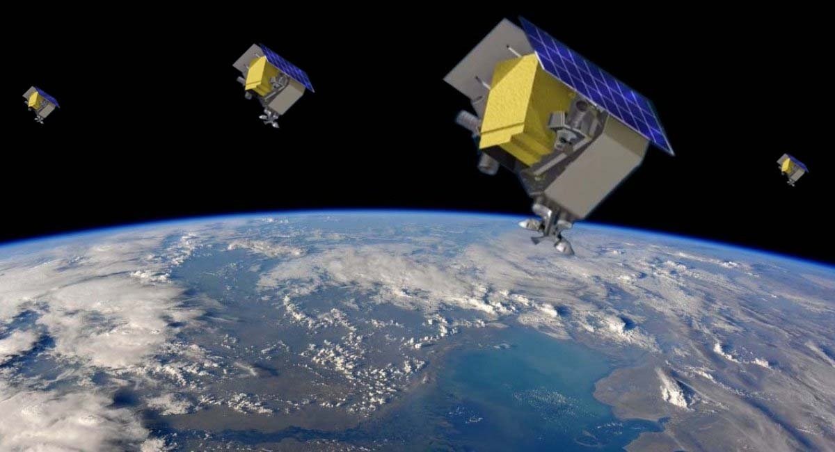 Візуалізація "угрупування" українських розвідувальних супутників типу "Січ-2М"