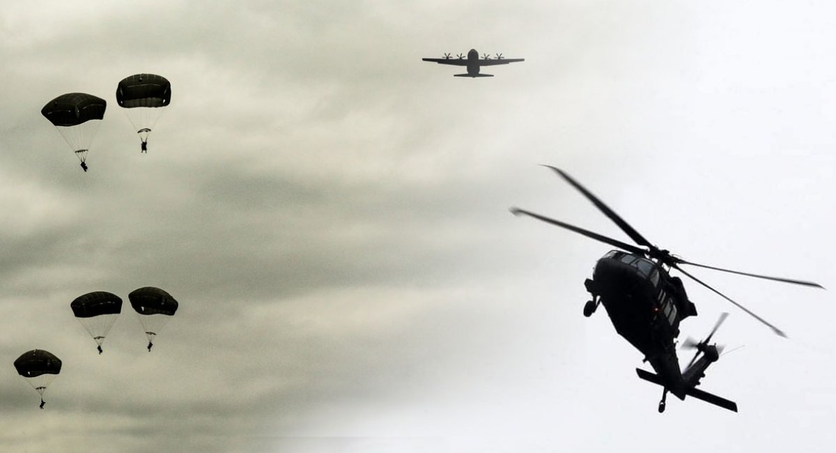 Американський транспортний літак C-130 Hercules та гелікоптер UH-60 Black Hawk на навчаннях Rapid Trident – 2021